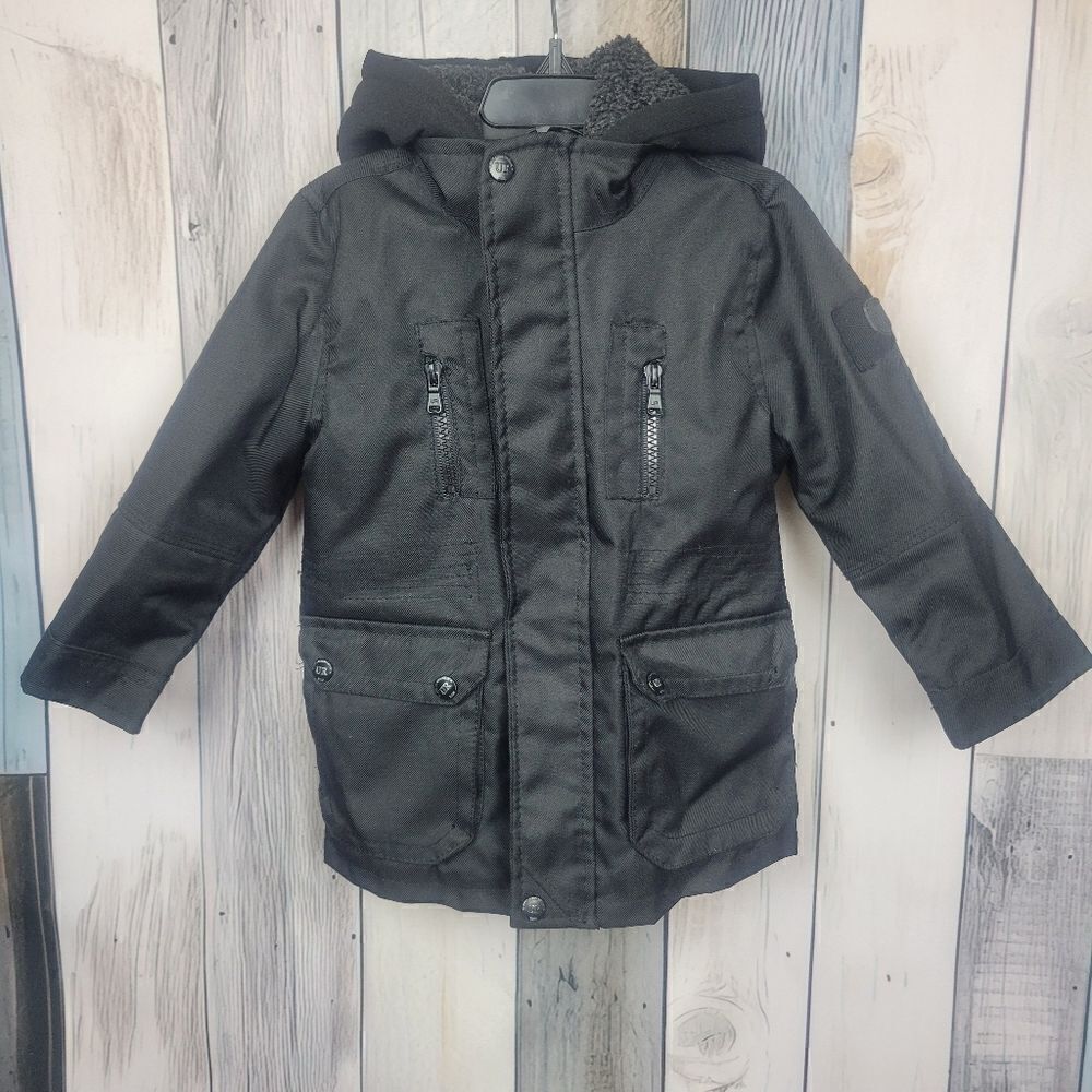 Urban Republic Little Boys Black Parka Coat Sherpa Lined size 3T